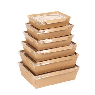 kraft paper anti-fog salad box with clear PET lid