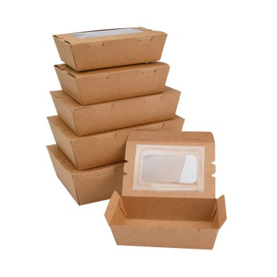 kraft salad box with window for takeaway meals