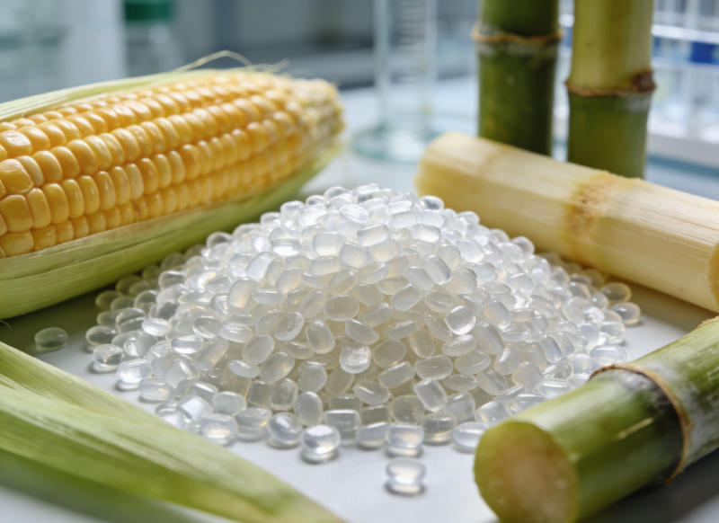 PLA stands for Polylactic Acid.  
It is a thermoplastic polyester produced from fermented plant sugars.