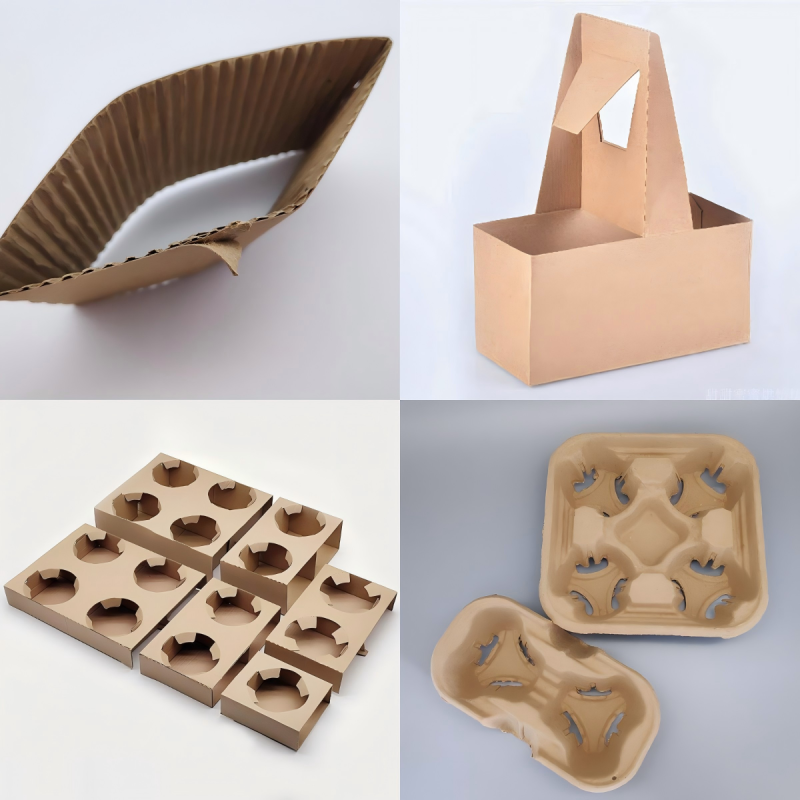 corrugated paper cup sleeves, corrugated cup holder & carrier, pulp cup holder