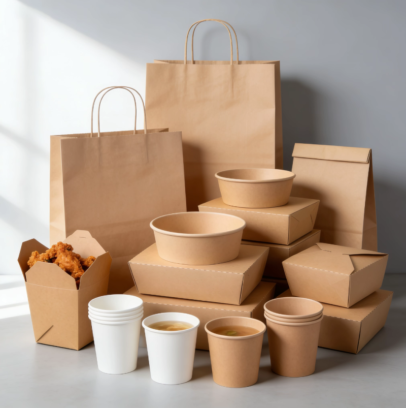 disposable paper food packaging:paper cup,paper bowl,paper bag,take out box,soup container