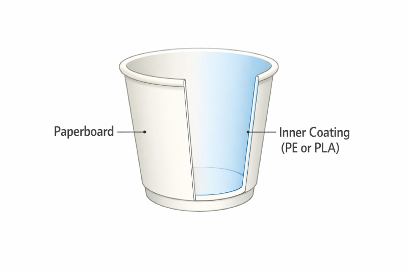 structure of disposable paper cup with inner coating