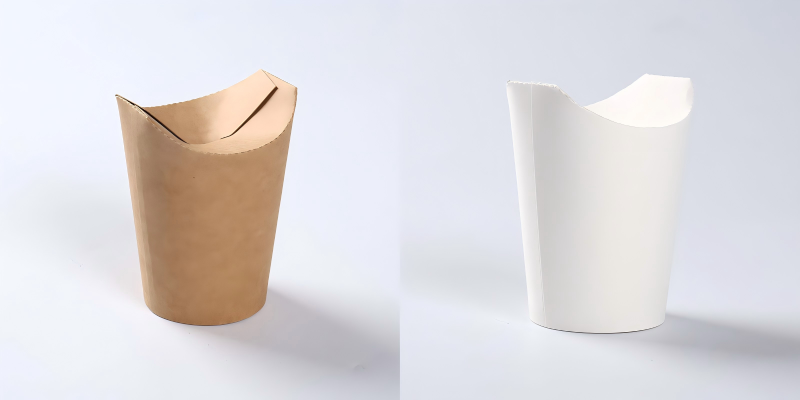Sealed round-bottom paper fries cup for takeaway