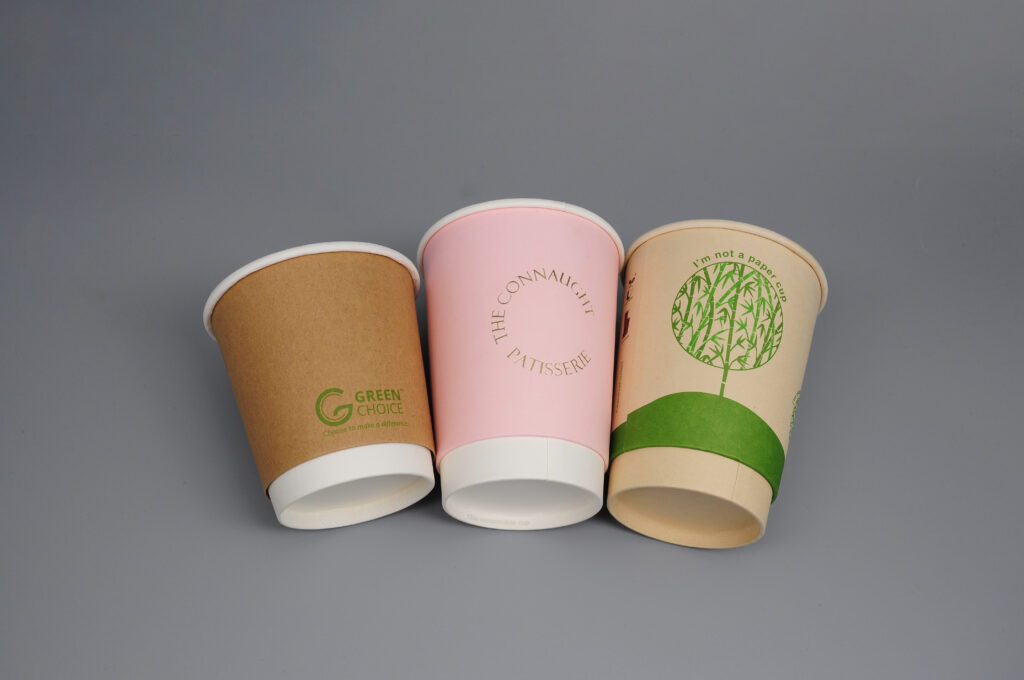 Double wall paper cups for hot beverages