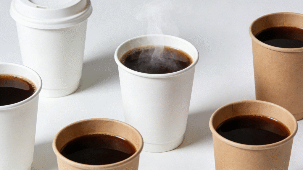Hot beverage paper cups for coffee and tea