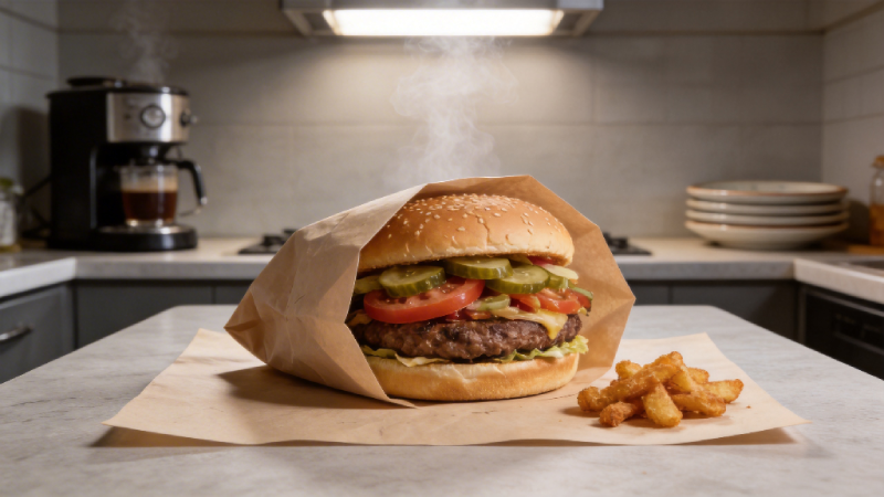 food wrapped in greaseproof paper