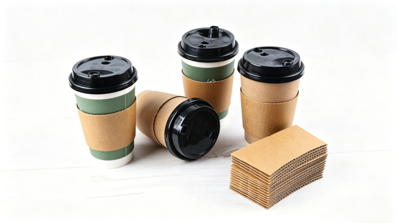 corrugated cup sleeves on coffee cups
