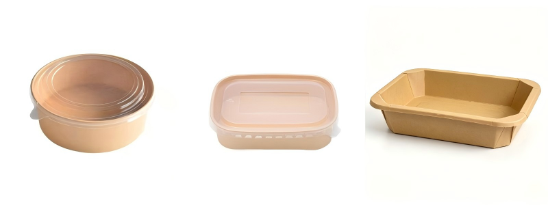 Comparison of round, square, and octagonal disposable paper bowls for takeaway food